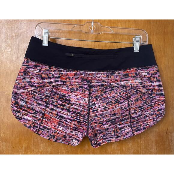 Lululemon Speed Up Short 2.5" Flash Pleat Orange Multi Black Running Gym Sz 6 - Picture 3 of 4